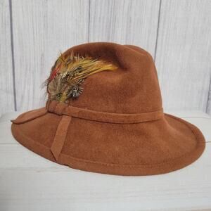 Vintage 70s Brown Wool Felt Fedora Hat by Betmar